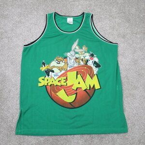Space Jam Tank Top Mens Medium Green Polyester Basketball Jersey Pullover Shirt